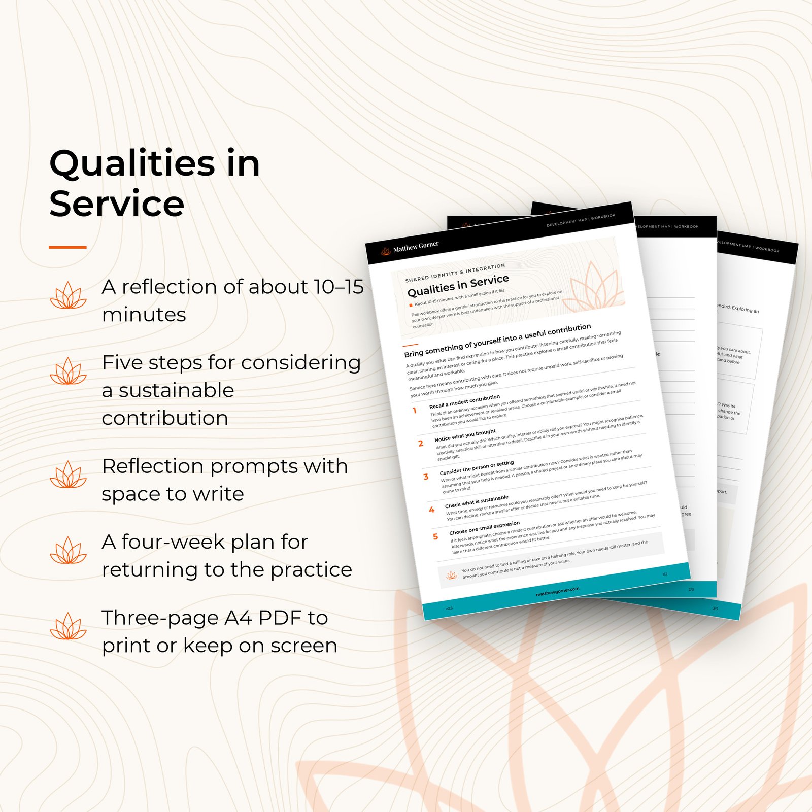 Qualities in Service — workbook pages and contents